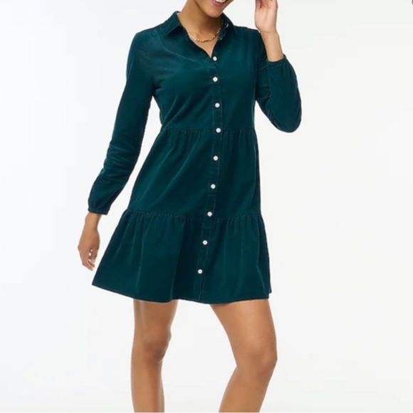 JCrew Corduroy Collared Mini Shirtdress Dress - Picture 1 of 11